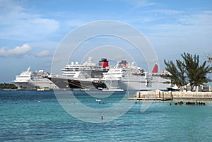 Nassau Beach And Cruise Ships