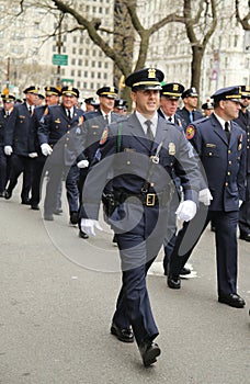 Nassau County Police officers marching at the St. Patrick's Day Parade