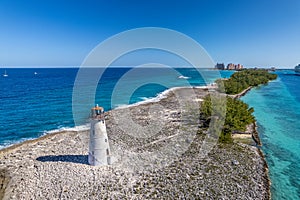 Nassau Harbour lighthouse in Paradise Island, Nassau, Bahamas.