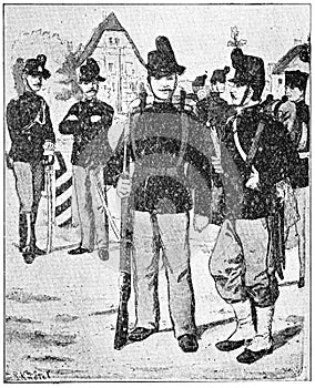 Nassau troops 1862-1866. Illustration of the 19th century.