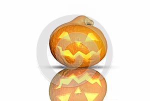 Nasty grinning halloween pumpkin on isolated background