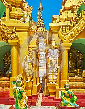 Nat Spirits statues in Shwedagon, Yangon, Myanmar