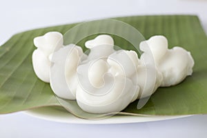 Nata de coco or young coconut milk jelly duck shape Wun Kati is a Thai dessert.