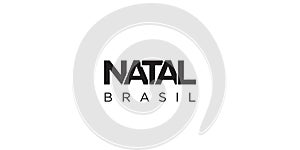 Natal in the Brasil emblem. The design features a geometric style, vector illustration with bold typography in a modern font. The photo