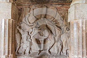 Nataraja sculpture in Ravana Padi Cave Temple in Aihole