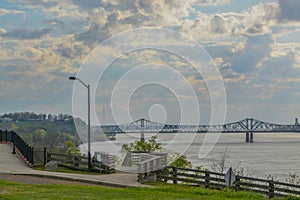 The Natchez Vidalia Bridge spans  over the Mississippi River. It is the tallest bridge in Mississippi