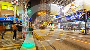 Nathan Road in Hong Kong at night