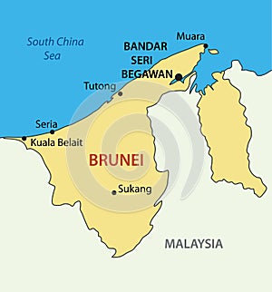 Nation of Brunei, the Abode of Peace - map - vector