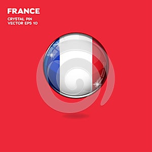 French State Flag 3D Button