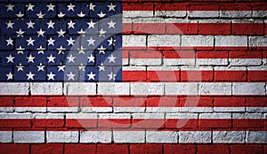 Nation flag of usa painted on brick