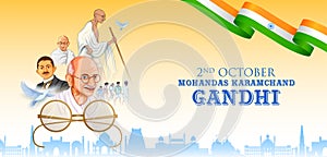 Nation Hero and Freedom Fighter Mahatma Gandhi popularly known as Bapu for 2nd October Gandhi Jayanti