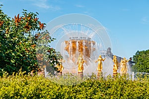 Nation or Peoples Friendship Fountain in VDNKh