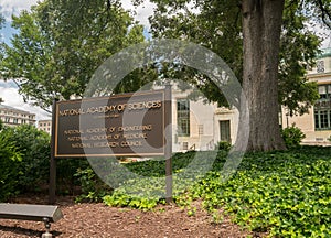 National Academy of Sciences sign in Washington