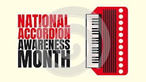 National Accordion Awareness Month background template. From Folk to Fusion, Honoring the Accordions Musical Legacy photo