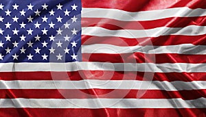 National American silk fabric flag. Symbol of the United States of America