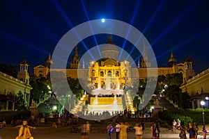 National Art Museum of Catalonia & x28;MNAC& x29; in Barcelona at night