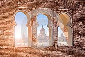 Art Museum view from Arena window in Barcelona, Spain photo