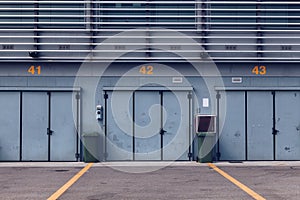 The National Autodrome of Monza - Pit Stop Lines and Garage Area in an Empty Race Track - Monza Circuit in Lombardy - Italy.