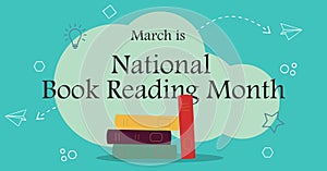 National Book Reading Month Campaign banner. Celebration to encourage reading for all ages