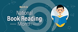 National Book Reading Month Campaign banner. Celebration to encourage reading for all ages