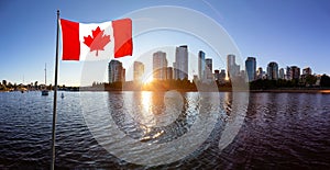 National Canadian Flag Composite. False Creek, Downtown Vancouver, British Columbia, Canada.