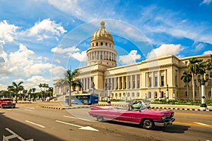 National Capitol Building and vintage in havana, cuba