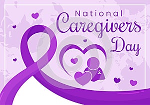 National Caregivers Day Vector Illustration on February 16th to Provide Selfless Personal Care and Physical Support in Healthcare