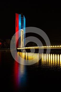National Carillon in blue, white and red