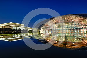 National Centre for the Performing Arts and National People`s Congress in Beijing, China