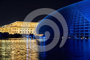 National Centre for the Performing Arts and National People`s Congress in Beijing, China