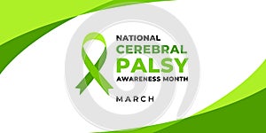 National Cerebral Palsy awareness month. Vector web banner, illustration, poster, card for social media. Text National Cerebral