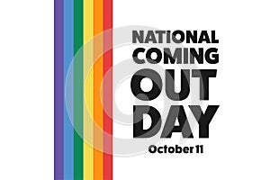 National Coming Out Day. October 11. Holiday concept. Template for background, banner, card, poster with text