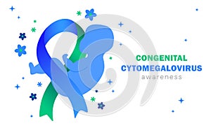 National Congenital Cytomegalovirus Awareness Month US. Ribbon and child, flower photo