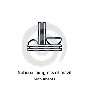 National congress of brazil outline vector icon. Thin line black national congress of brazil icon, flat vector simple element photo