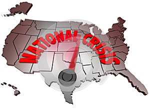 National Crisis USA Map United States America