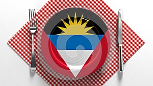 National cuisine and dishes of Antigua and Barbuda. Delicious recipes. Flag on a plate with food from Afghanistan