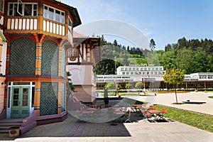 National cultural monument Jurkovicuv house from 1902 in spa town Luhacovice, Czech Republic