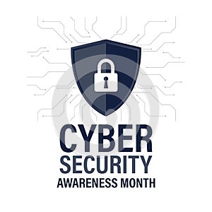 National cyber Security awareness month. It is celebrated every year in October. Background