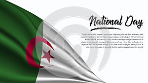 National Day Banner with Algeria Flag background