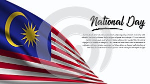 National Day Banner with Malaysia Flag background