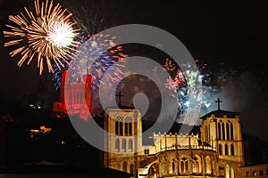 National Day Fireworks in Lyon (France)