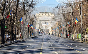National Day of Romania Ziua Nationala Centenar at The Arch of Triumph Arcul de Triumf from Bucharest Romania, International
