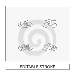 National dishes line icons set photo