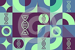 National DNA Day. April 25. Seamless geometric pattern. Template for background, banner, card, poster. Vector EPS10