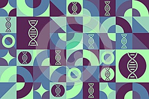 National DNA Day. April 25. Seamless geometric pattern. Template for background, banner, card, poster. Vector EPS10