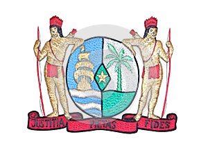 National Emblem of Suriname isolated on White photo