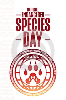 National Endangered Species Day. Holiday concept. Template for background, banner, card, poster with text inscription