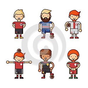 National Euro Cup soccer football teams vector illustration and world game player captain leader in uniform sport men