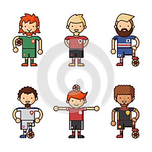 National Euro Cup soccer football teams vector illustration and world game player captain leader in uniform sport men