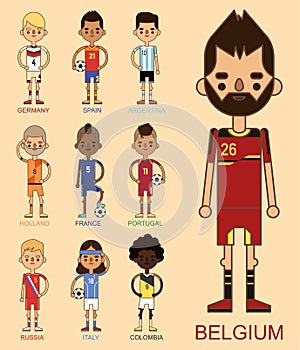 National Euro Cup soccer football teams vector illustration and world game player captain leader in uniform sport men